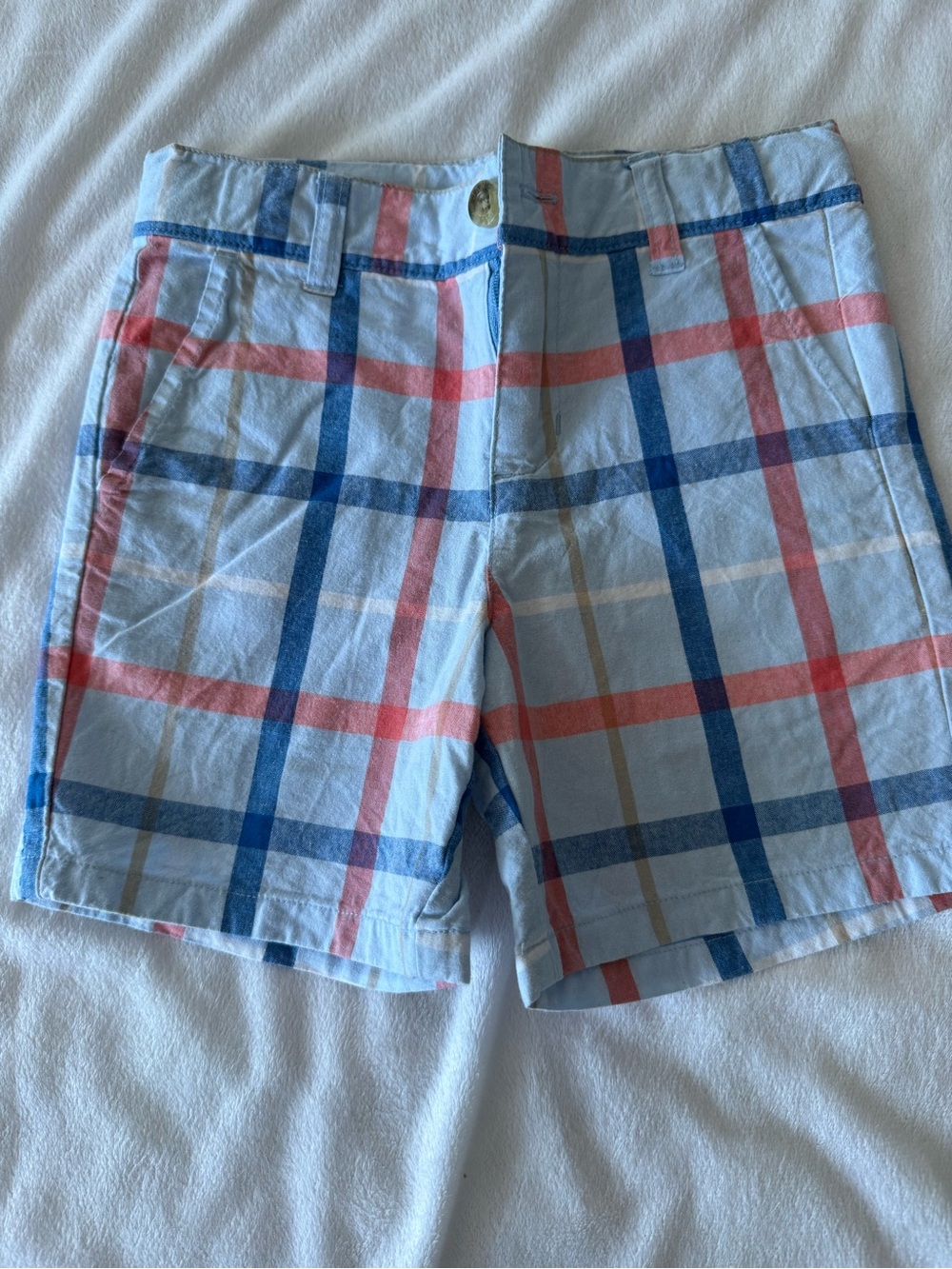 Janie and Jack Light Blue Plaid Shorts